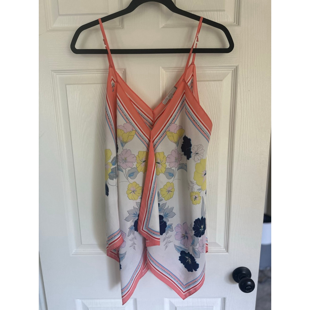 Women's pale Sky Floral Cami Top White/Pink Size L stitch fix